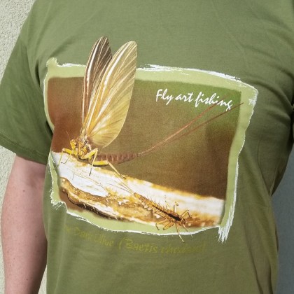 Koszulka wędkarska jętka majowa w kolorze moss green t-shirt fly fishing