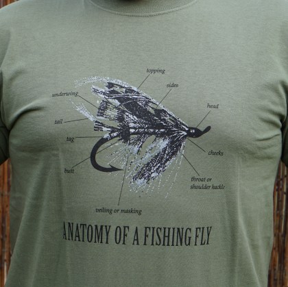 Koszulka wędkarska muchowa Anatomy of a Fishing Olive dla wędkarza flyartfishing
