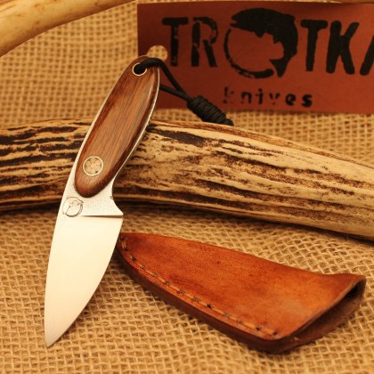 Nóż wędkarski ręcznie robiony Trotka Knives hand made stal N690 Bohler rękojeść sucupira